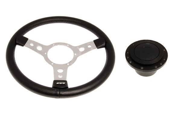 Steering Wheel 14" Vinyl with Polished Centre Black Boss - RP1524 - Mountney 